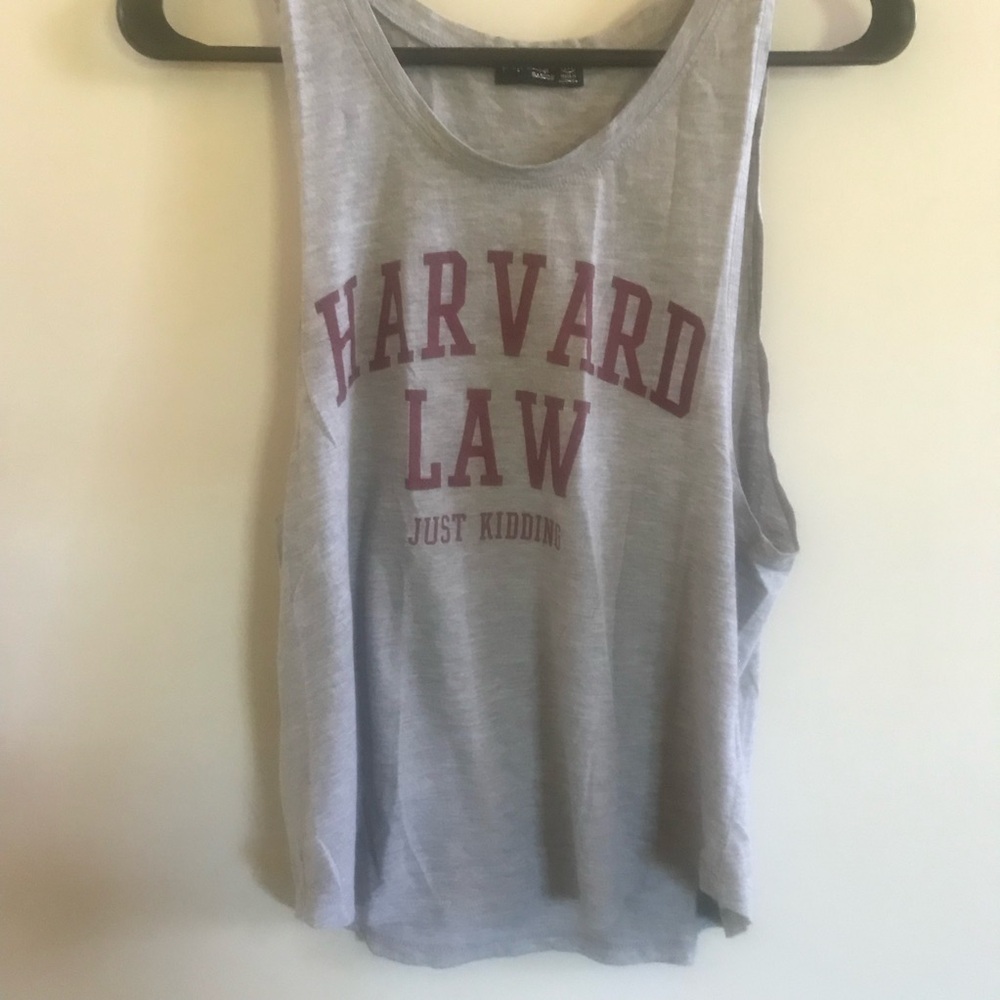 Popular Basics Red Print Gray Muscle Tee